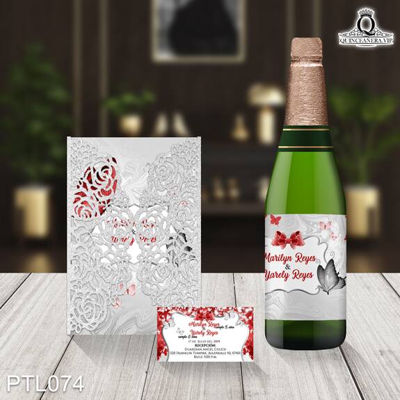 Invitaciones de 15 Años de Mariposas Brillos PTL074