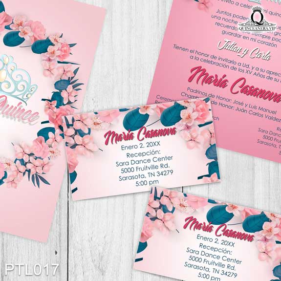 Invitaciones de Quinceañera de Flores Coronas PTL017 - PTL017