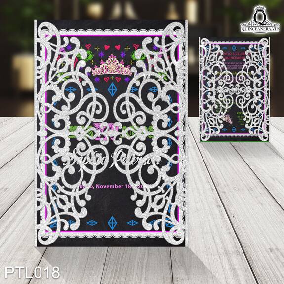 Invitaciones de 15 Años de Fiesta y Coronas PTL018