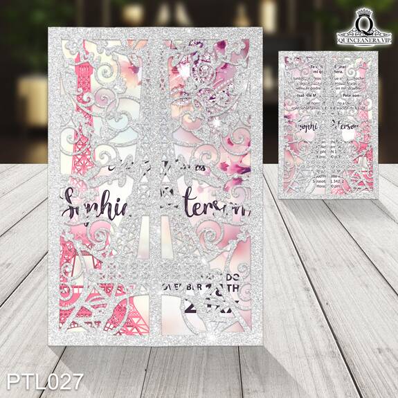 Invitaciones de 15 Años de la Torre Eiffel en Paris PTL027