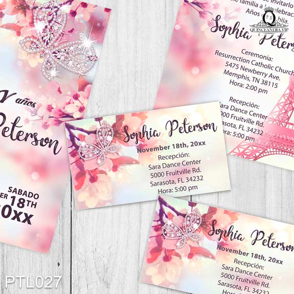 Invitaciones de 15 Años de la Torre Eiffel en Paris PTL027