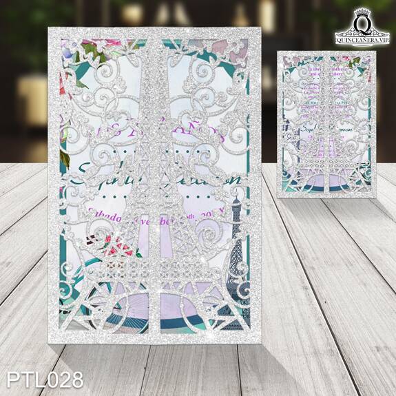 Invitaciones de 15 Años de Torre Paris Bicicleta PTL028