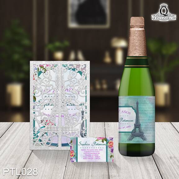 Invitaciones de 15 Años de Torre Paris Bicicleta PTL028