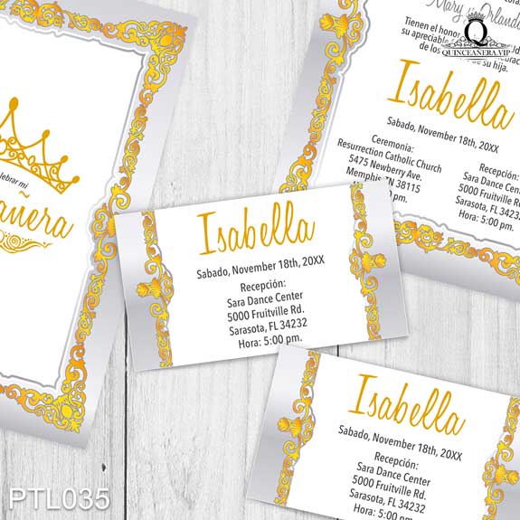 Invitaciones de Quinceañera de Glamuroso Coronas PTL035 - PTL035