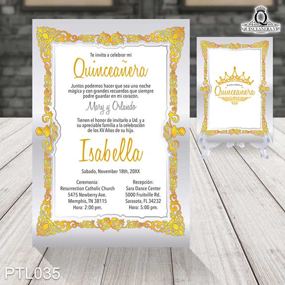 Invitaciones de Quinceañera de Glamuroso Coronas PTL035 - PTL035