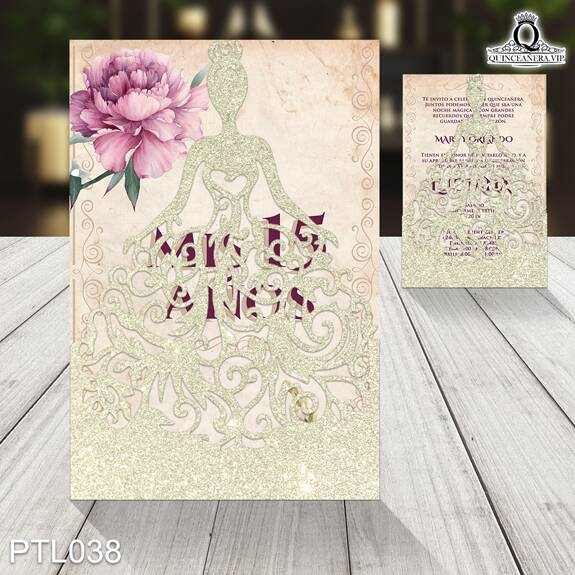 Invitaciones de 15 Años de Vintage Papel viejo PTL038
