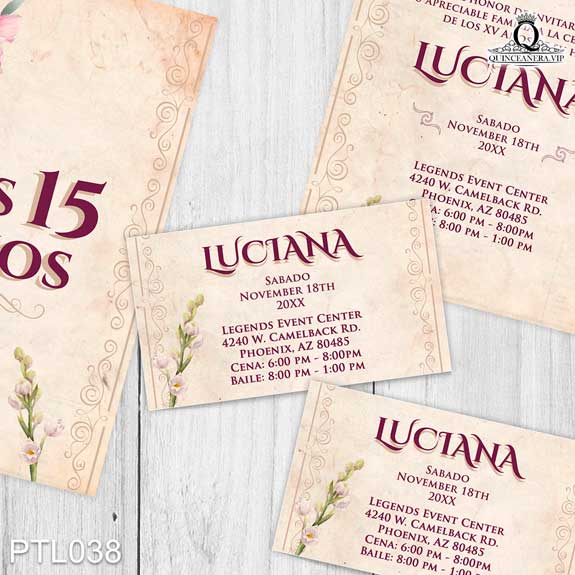 Invitaciones de 15 Años de Vintage Papel viejo PTL038