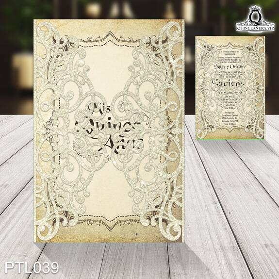 Invitaciones de 15 Años de Vintage Ornamentos PTL039