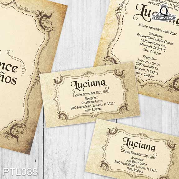 Invitaciones de 15 Años de Vintage Ornamentos PTL039
