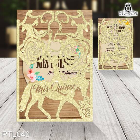 Invitaciones de Quinceañera de Vaquero madera vieja PTL040 - PTL040