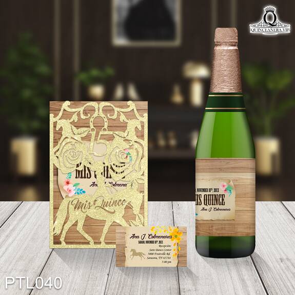 Invitaciones de Quinceañera de Vaquero madera vieja PTL040 - PTL040