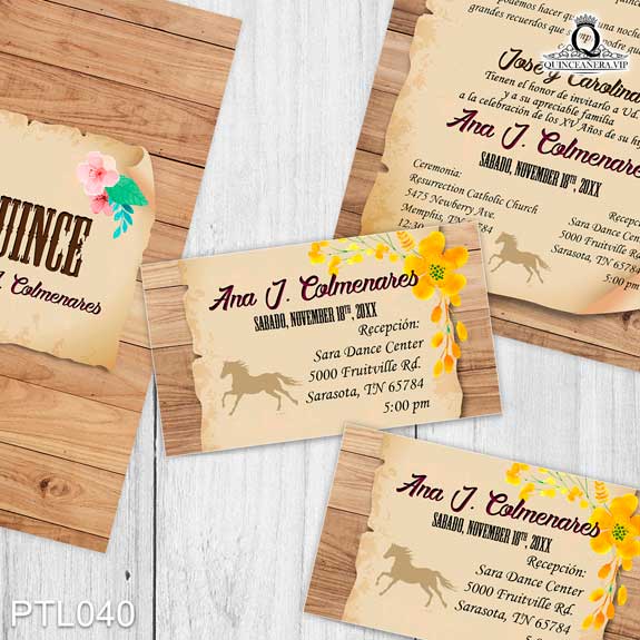 Invitaciones de Quinceañera de Vaquero madera vieja PTL040 - PTL040