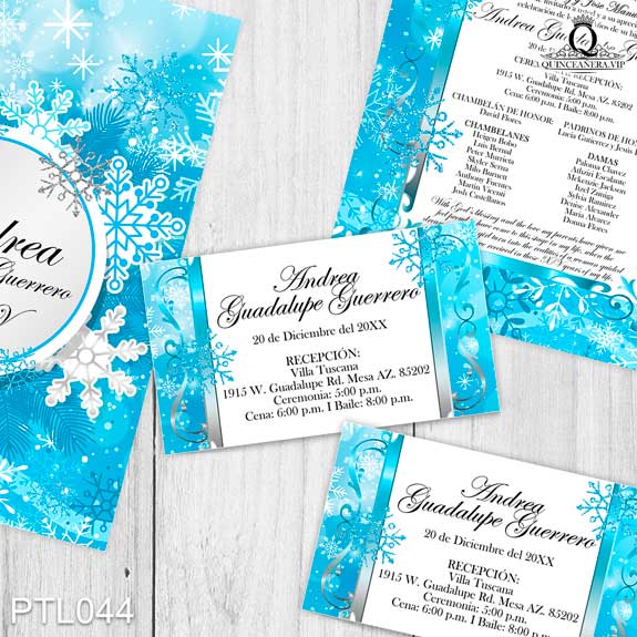 Invitaciones de 15 Años de Invierno Copos de nieve  PTL044