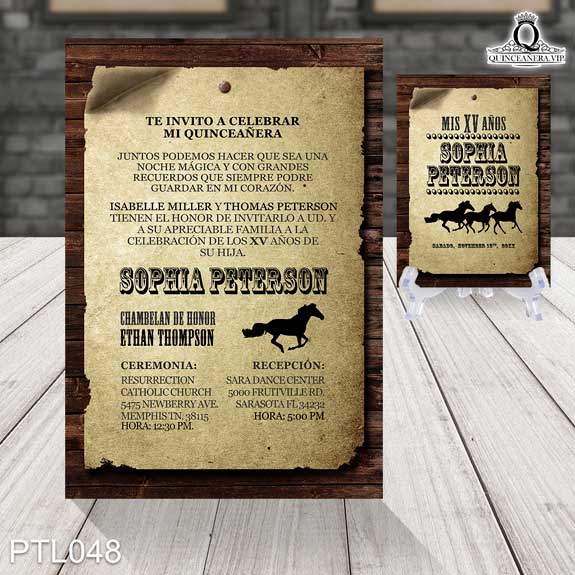 Invitaciones de Quinceañera de Vaquero Caballos PTL048 - PTL048