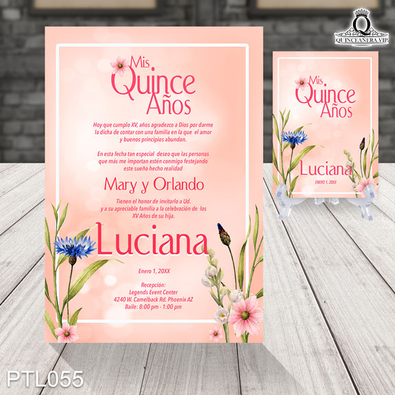 Invitaciones de 15 Años de Primavera Jazmin PTL055