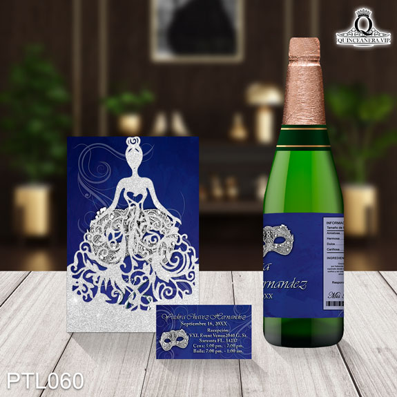 Invitaciones de 15 Años de Antifaz Garigoles PTL060