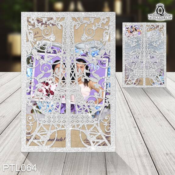 Invitaciones de 15 Años de Torre Eiffel Flores PTL064