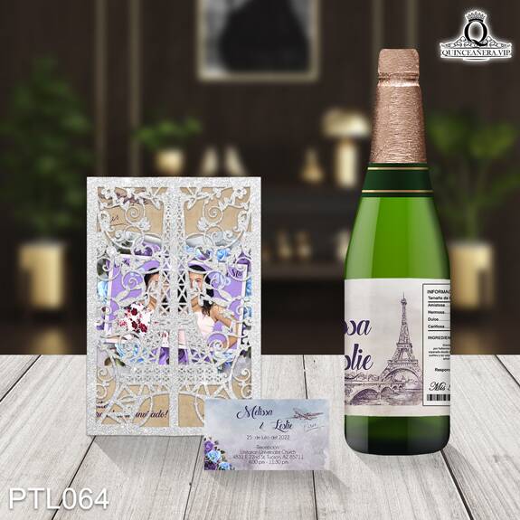 Invitaciones de 15 Años de Torre Eiffel Flores PTL064