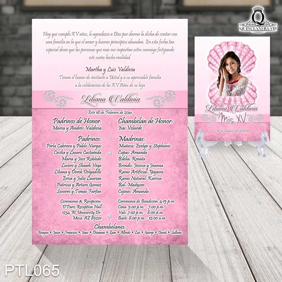 Invitaciones de 15 Años de Playa Conchas PTL065