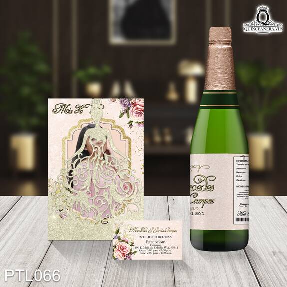 Invitaciones de Quinceañera de Glitter Rosas PTL066 - PTL066