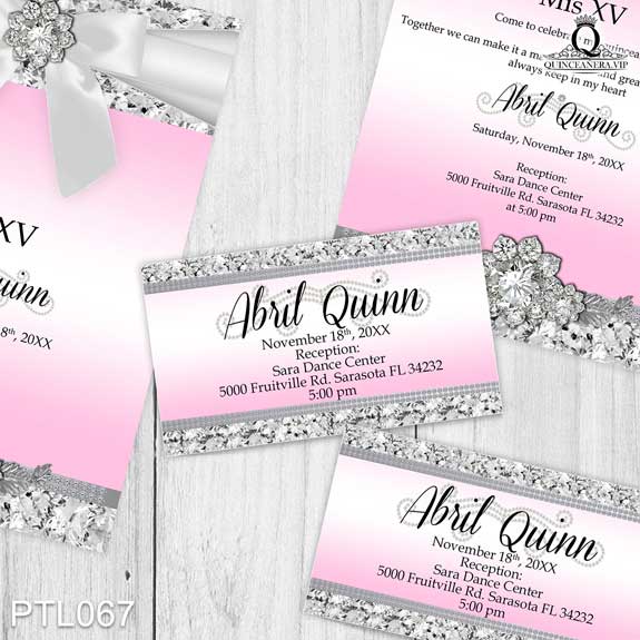 Invitaciones de Quinceañera de Glamuroso Diamantes PTL067 - PTL067