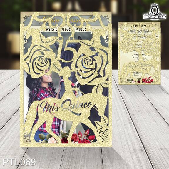 Invitaciones de Quinceañera de Vaquero Rosas PTL069 - PTL069