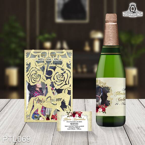 Invitaciones de Quinceañera de Vaquero Rosas PTL069 - PTL069