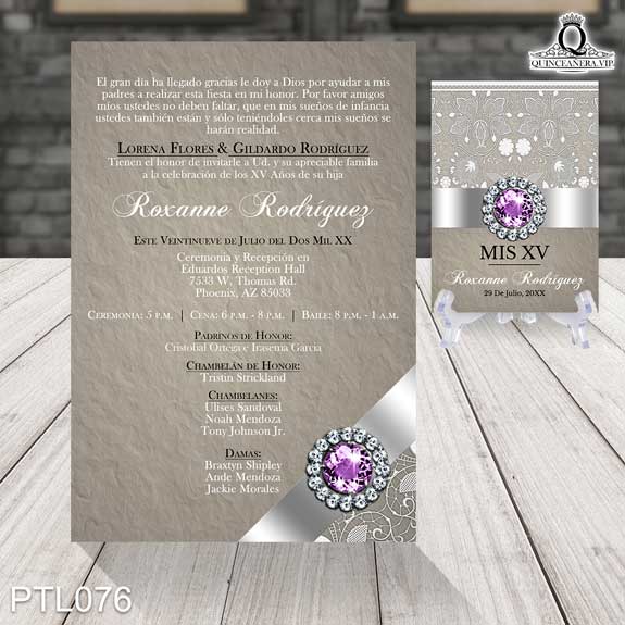 Invitaciones de Quinceañera de mariposas Diamantes PTL076 - PTL076