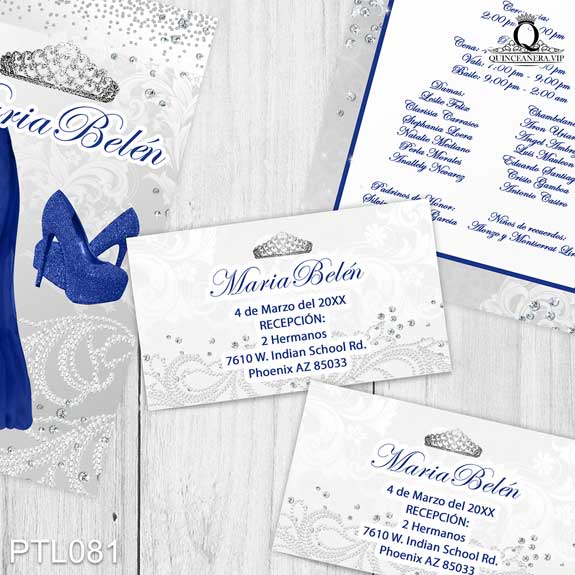 Invitaciones de 15 Años de Coronas Vestidos PTL081