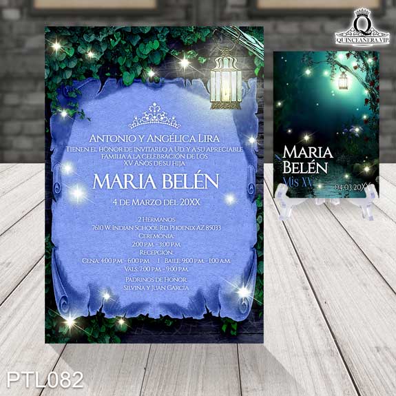 Invitaciones de Quinceañera de Coronas Vestidos PTL082 - PTL082