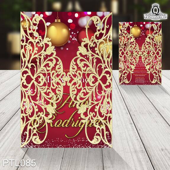 Invitaciones de 15 Años de Navidad Esferas PTL085