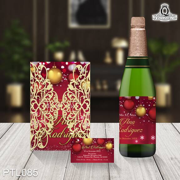 Invitaciones de 15 Años de Navidad Esferas PTL085