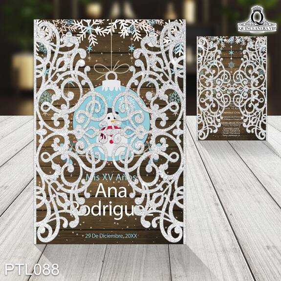 Invitaciones de 15 Años de Esferas Mono de Nieve PTL088