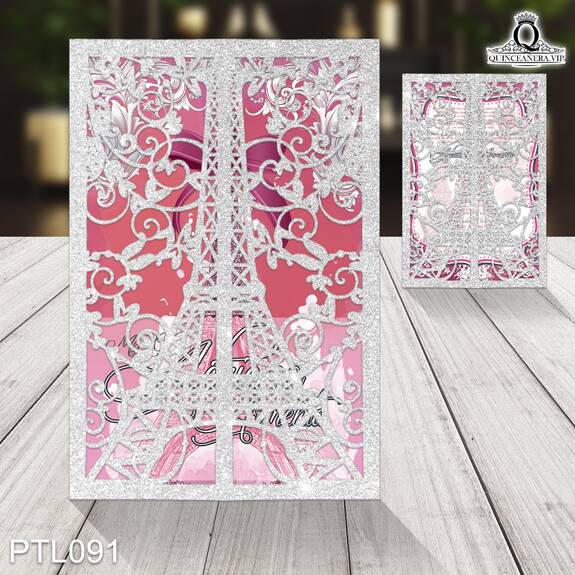 Invitaciones de 15 Años de Torre Eiffel Emblema PTL091