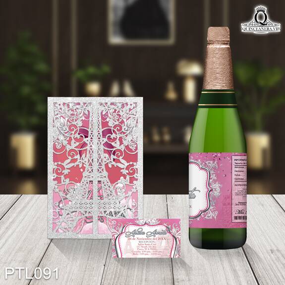 Invitaciones de 15 Años de Torre Eiffel Emblema PTL091