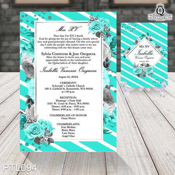Invitaciones de Quinceañera de Flores Rayas PTL094 - PTL094