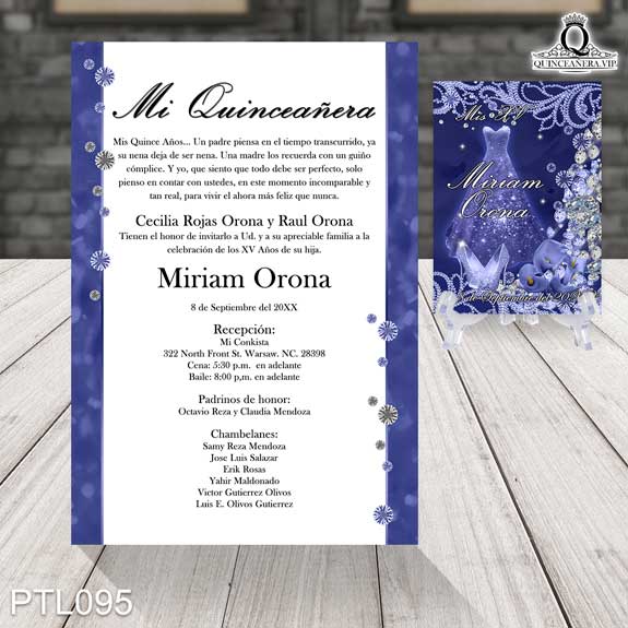 Invitaciones de Quinceañera de Glamuroso zapatillas PTL095 - PTL095