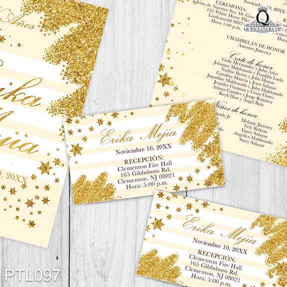 Invitaciones de Quinceañera de Glitter Rayas PTL097 - PTL097