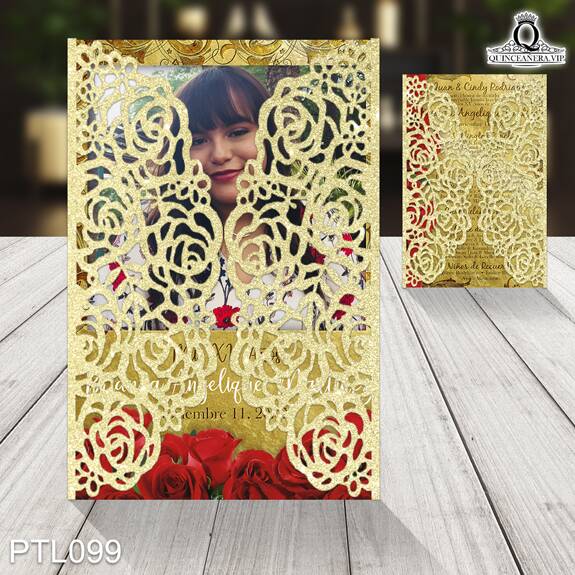 Invitaciones de Quinceañera de Flores Rosas Clásicas PTL099 - PTL099