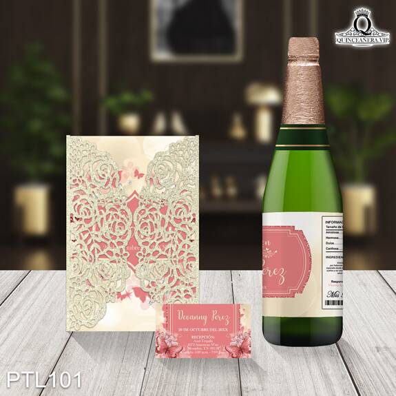 Invitaciones de 15 Años de Mariposas Perlas PTL101