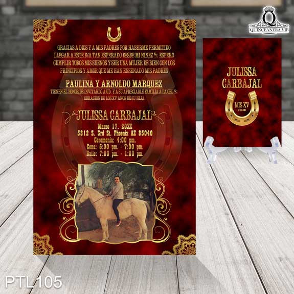 Invitaciones de Quinceañera de Vaquero herradura PTL105 - PTL105