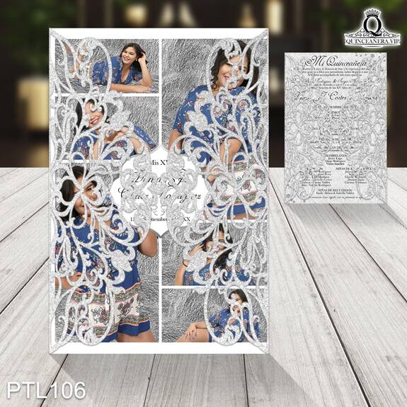 Invitaciones de Quinceañera de Glamuroso damask PTL106 - PTL106