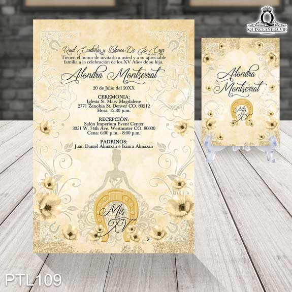 Invitaciones de Quinceañera de Vaquero herraduras PTL109 - PTL109