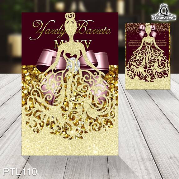 Invitaciones de Quinceañera de Glamuroso lazos PTL110 - PTL110