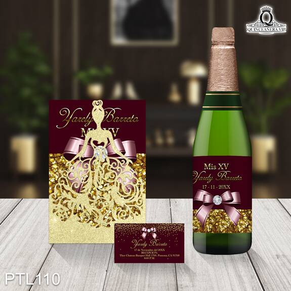 Invitaciones de Quinceañera de Glamuroso lazos PTL110 - PTL110