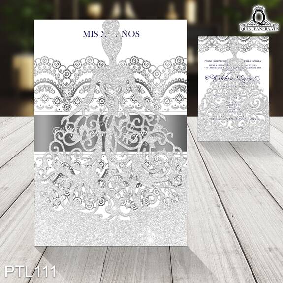 Invitaciones de Quinceañera de Glamuroso encaje PTL111 - PTL111