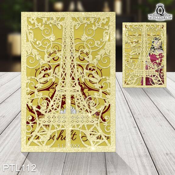 Invitaciones de 15 Años de Torre Eiffel Diamantes PTL112