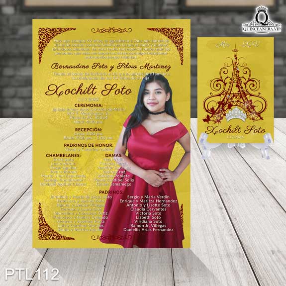 Invitaciones de 15 Años de Torre Eiffel Diamantes PTL112