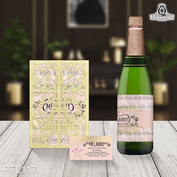 Invitaciones de 15 Años de Torre Paris Corazones PTL117