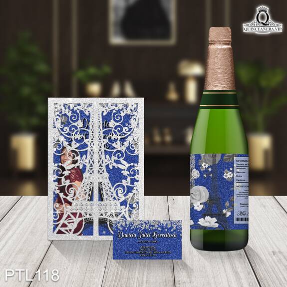 Invitaciones de 15 Años de Torre de Paris Diamantes PTL118